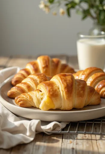 Frische, knusprige Butterhörnchen goldbraun gebacken