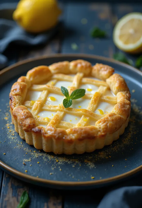 Ricotta-Crostata mit Zitrone, rustikale italienische Tarte