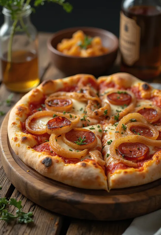 Pizza Diavola mit Zwiebeln und Chili
