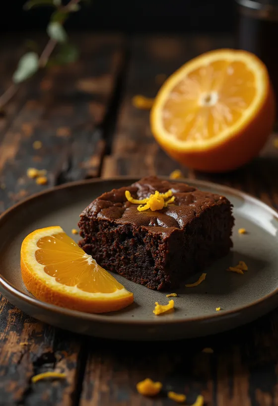 Servierte Orangen-Brownies
