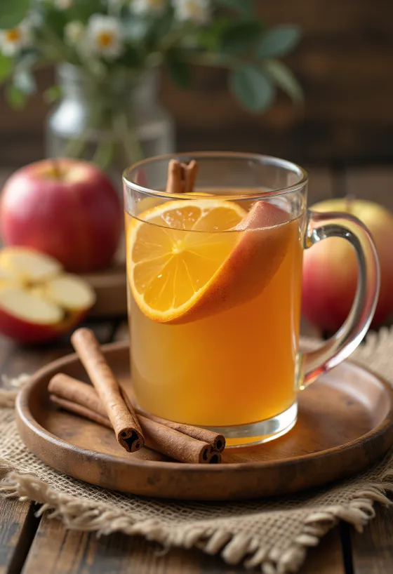 Apfel-Zimt-Punsch in Gläsern serviert