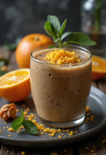 Frisch servierter Orangen-Kaffee-Smoothie