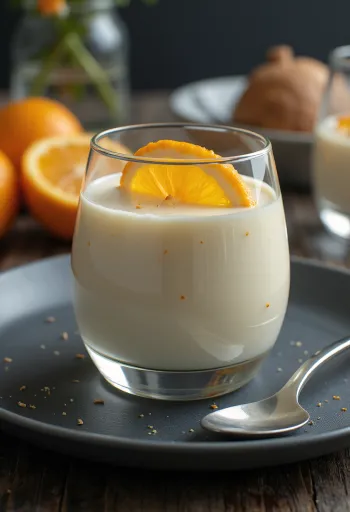 Servierte Orangen-Panna Cotta