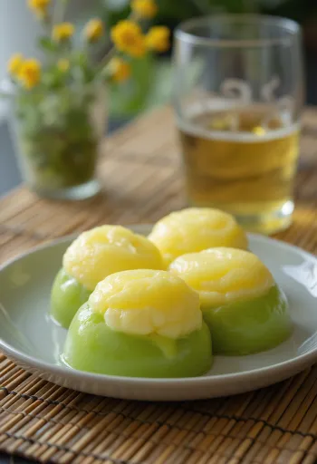 Bánh Da Lợn mit Pandan- und Durian-Schichten, Dessert mit reichem tropischem Geschmack