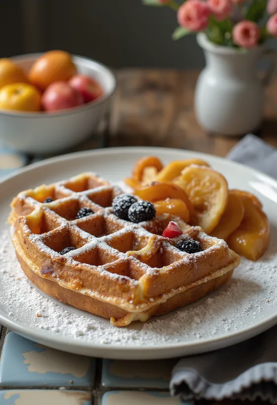 Lütticher Waffeln mit Hagelzucker und Schokoladensauce