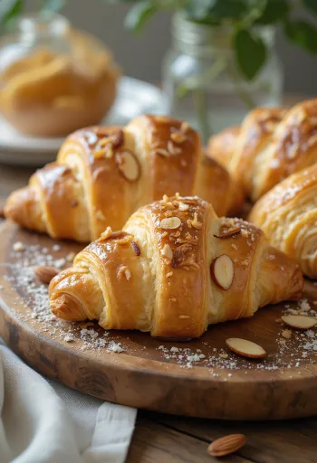 Servierte Honig-Mandel-Croissants