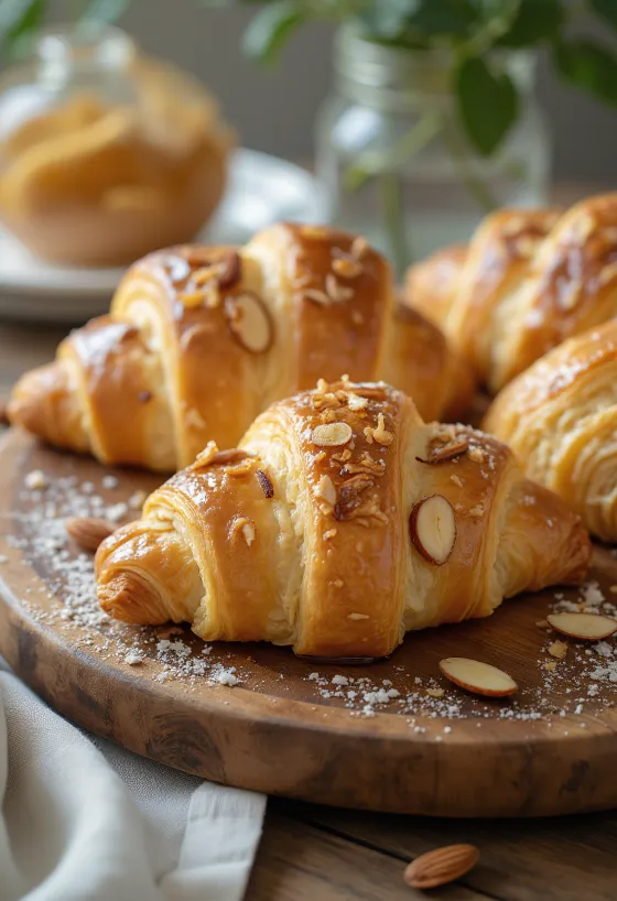 Servierte Honig-Mandel-Croissants