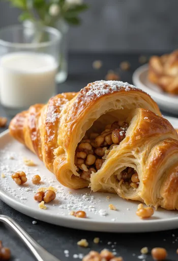 Servierte Croissants mit Walnuss-Karamell-Füllung