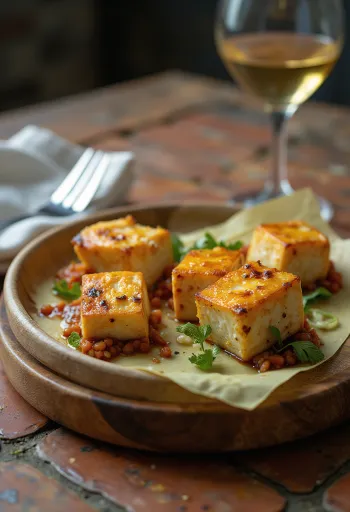Tofu-Anticuchos - gegrillte Tofuspieße mit frischem Salat