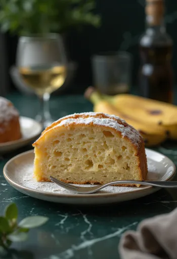 Saftiges Bananenbrot, goldbraun gebacken, in Scheiben geschnitten