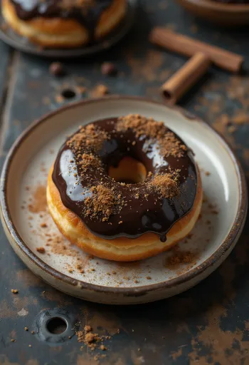 Servierte Zimt-Schoko-Donuts