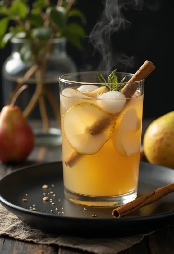 Birnen-Cider serviert im Glas