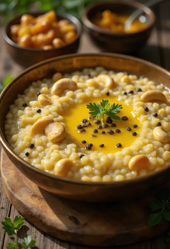 Hirse-Pongal mit Gemüse und Gewürzen