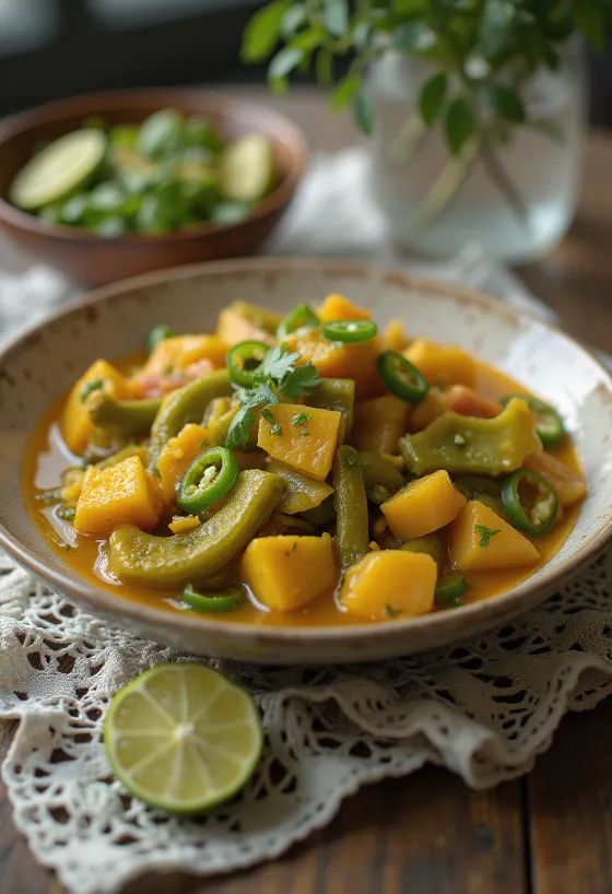 Tinda Masala mit Chili, ein würziges Gericht mit frischem Koriander