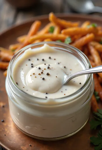 Alabama White Barbecue Sauce serviert mit Grillhähnchen