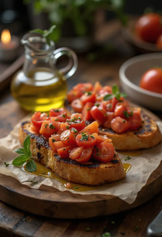 Rauchige Bruschetta vom Grill serviert
