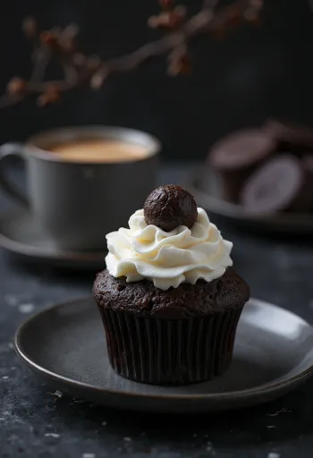 Servierte Trüffel-Kaffee-Cupcakes