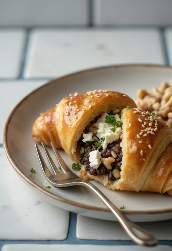 Servierte Croissants mit Wildreis-Füllung