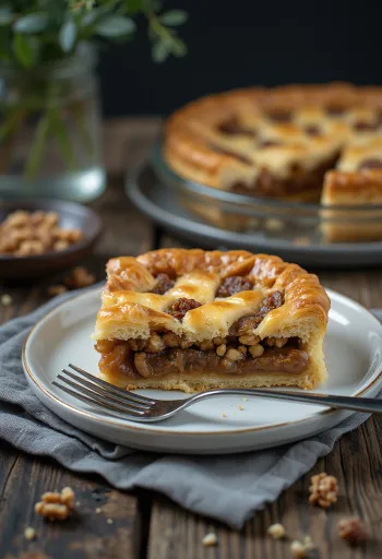 Goldbraune Walnuss-Tarte mit reichhaltiger Füllung