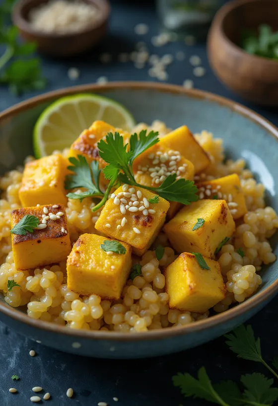 Knoblauch-Quinoa-Curry mit Tofu