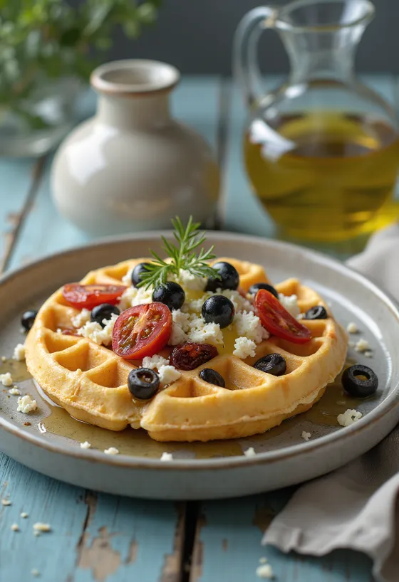 Mediterrane Waffeln serviert
