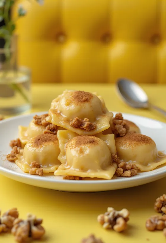 Servierte Lebkuchen-Ravioli