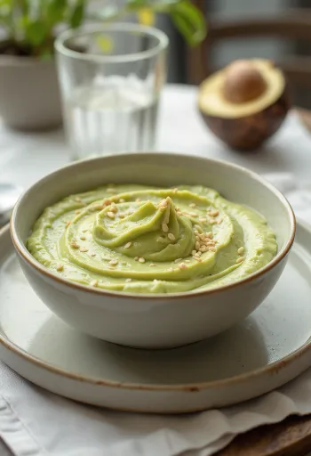 Sesam-Avocado-Creme serviert