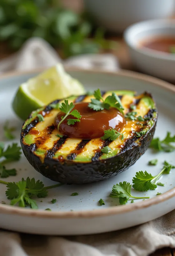 Gegrillte Avocado serviert