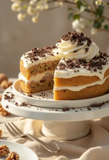 Kastanien-Walnuss-Torte mit reichhaltiger Creme und Nüssen
