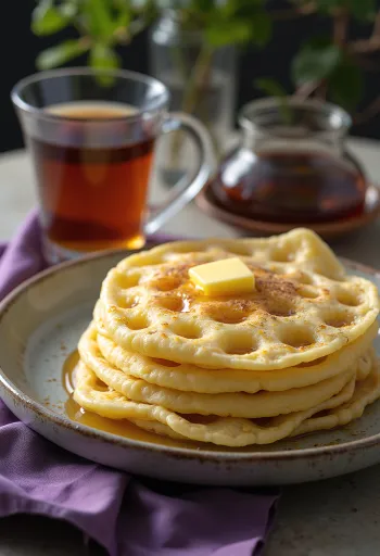 Baghrir marokkanischer Pfannkuchen serviert
