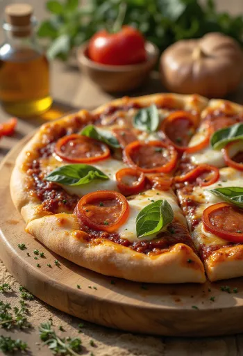 Pizza Diavola mit BBQ-Sauce serviert