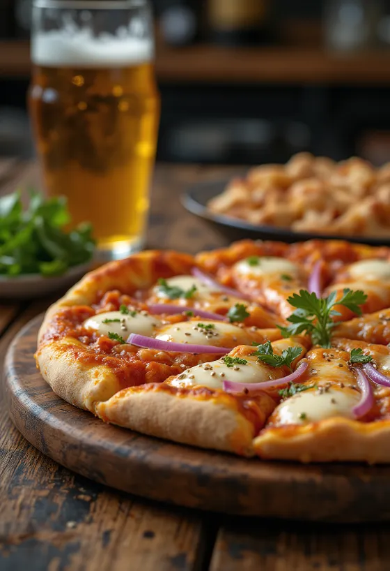 Kimchi Pizza mit koreanischem Kimchi und Gochujang