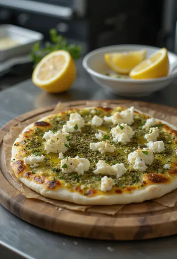 Za'atar-Pizza mit würzigem Teig und Käse