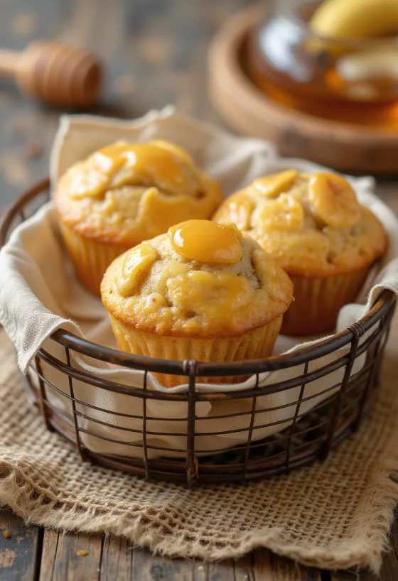 Servierte Bananen-Honig-Muffins