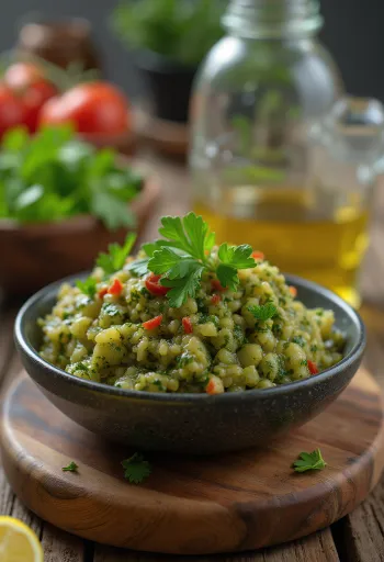 Chimichurri-Sauce serviert mit Grillgerichten