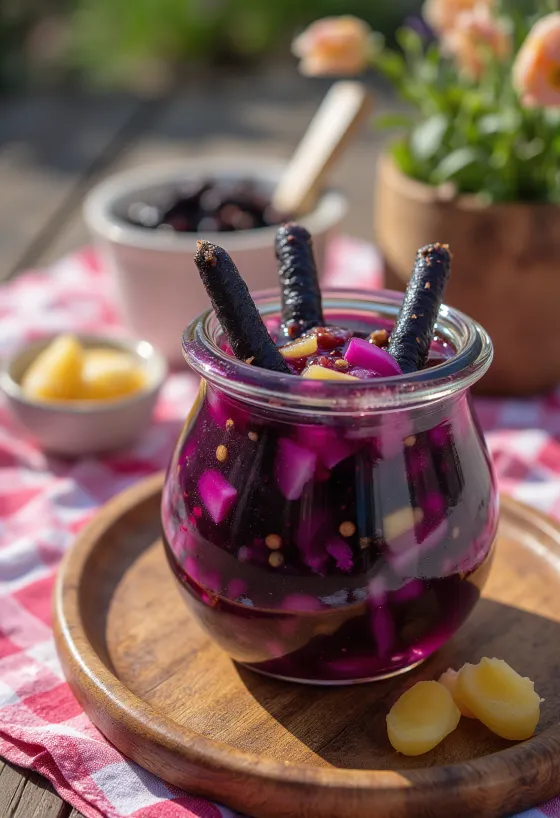 Süß-sauer eingelegter Şalgam im Glas
