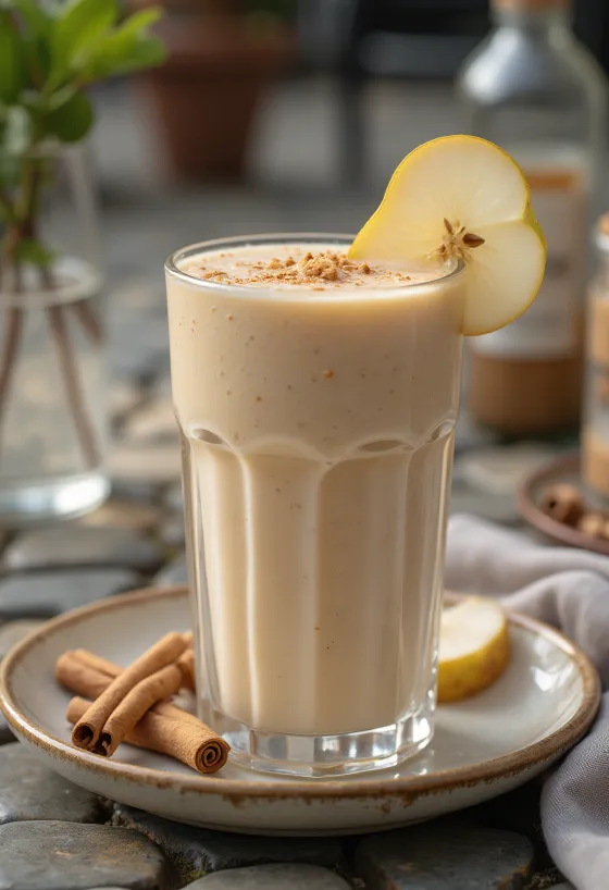 Birnen-Smoothie mit frischen Birnenstücken