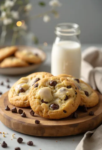 Frisch gebackene Schoko-Cookies mit knusprigem Rand und weichem Kern