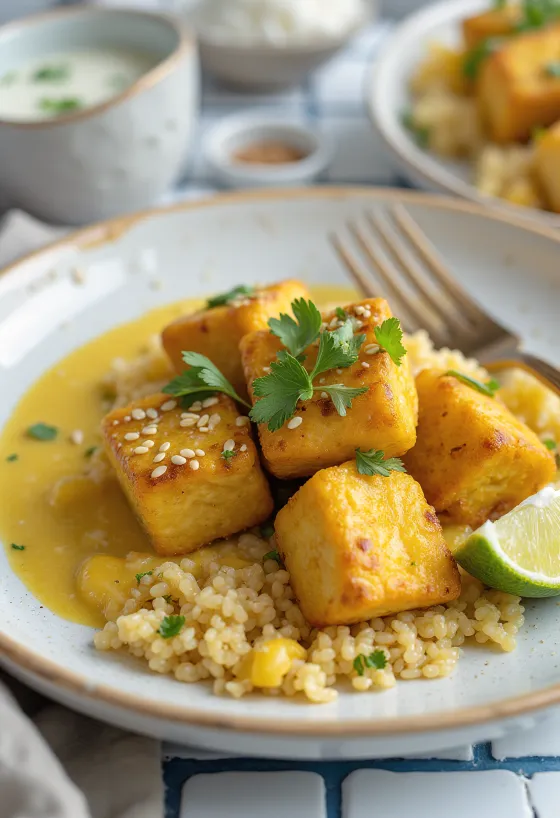 Tofu in Curry-Sauce mit Quinoa
