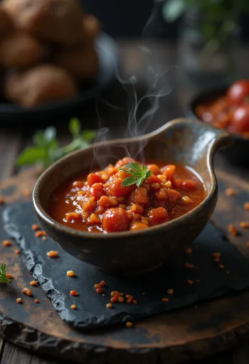 Pikante Tomatensauce serviert