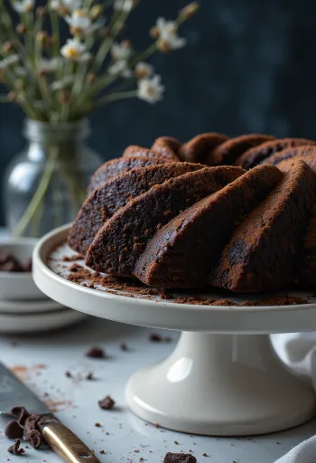 Goldbrauner Schoko-Gugelhupf mit Schokoglasur
