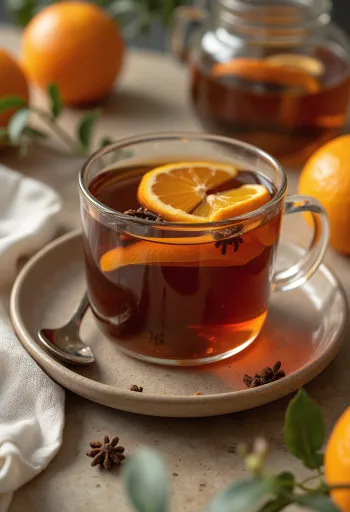 Gewürzter Orangen-Tee im Glas