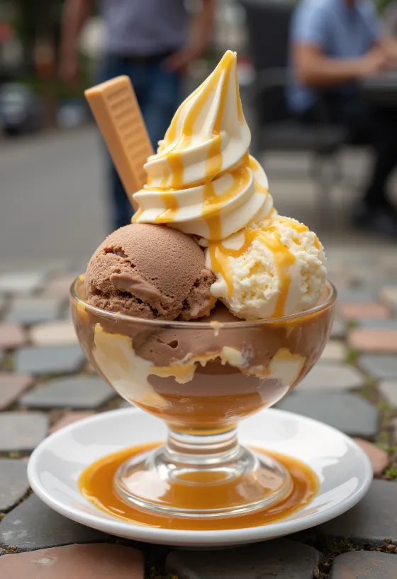 Baskin-Robbins Gold Medal Ribbon Eis serviert