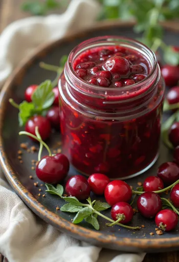 Chili-Blaubeer-Sauce serviert