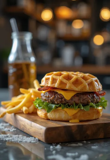 Waffel-Burger serviert