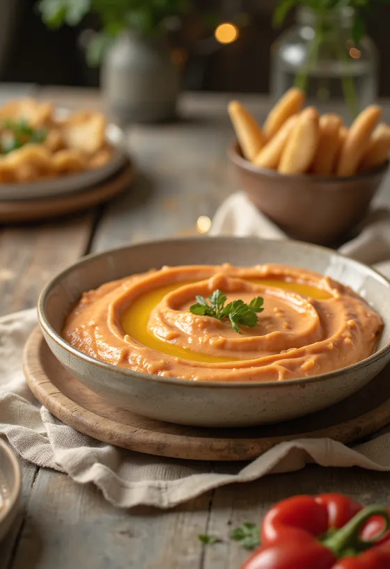 Seidiger Paprika-Joghurt im Glas oder Schälchen, hellorange Farbe