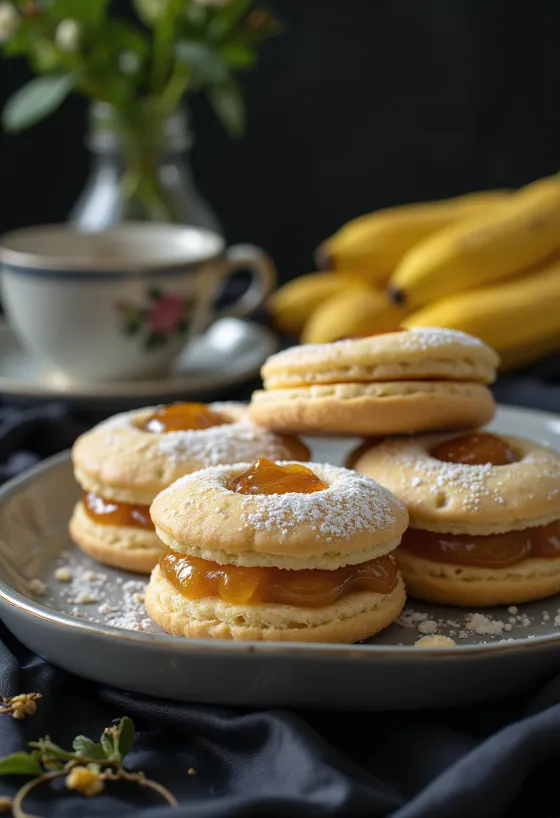 Servierte Zitronen-Bananen-Linzer
