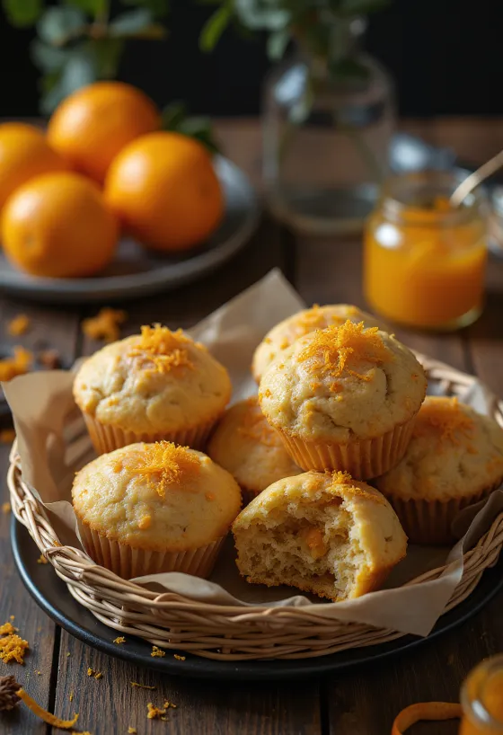 Maronen-Orangen-Muffins serviert
