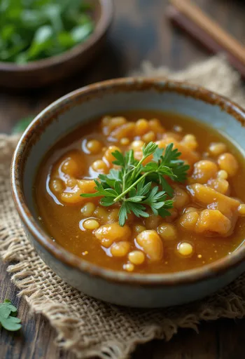 Servierte Sesamsauce mit Estragon und Ingwer