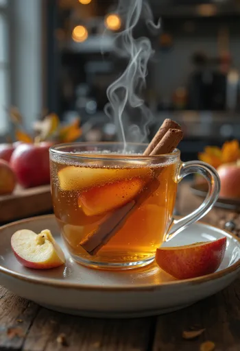 Heißer Apfelwein mit Zimtstangen und Orangenscheiben